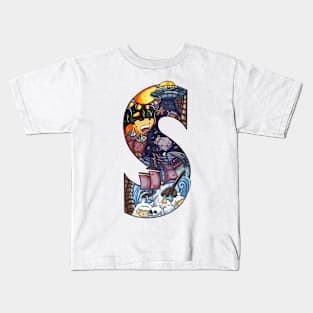 Letter S doodle art Kids T-Shirt